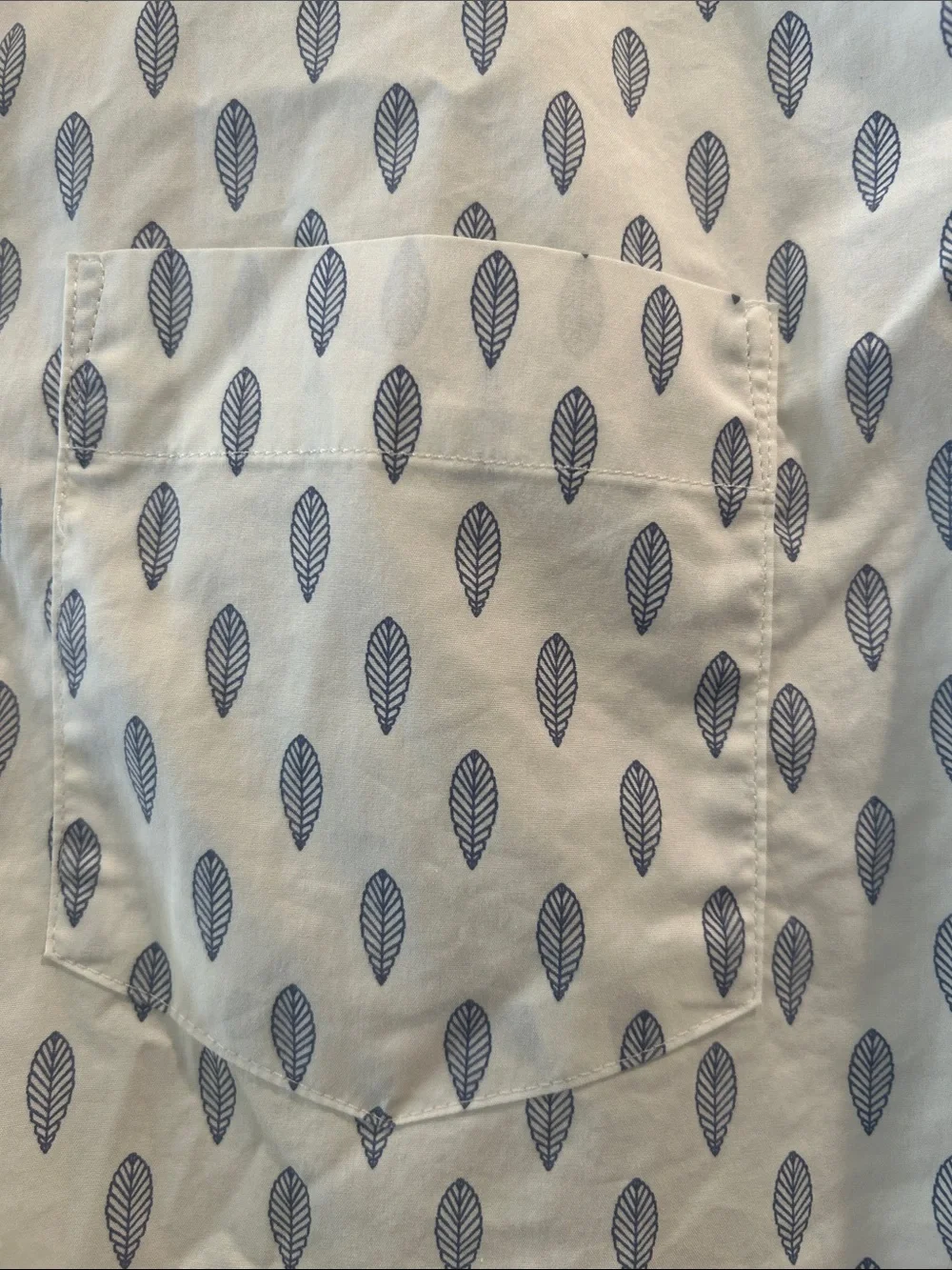 Banana Republic Tech Stretch Cotton Leaf Print Button Shirt Short Sleeve M Slim